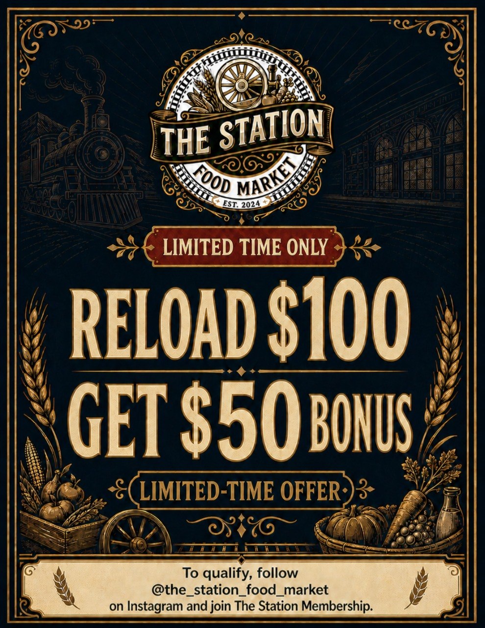Limited-time reload 100 dollars and receive a 50 dollar bonus promotion