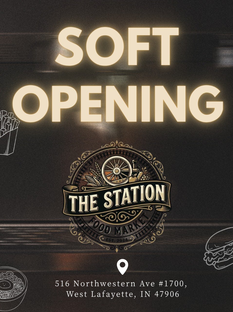 The Station Food Market soft opening poster